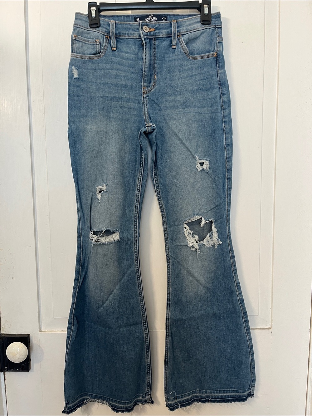 Hollister Light Blue Distressed Flare Jeans
